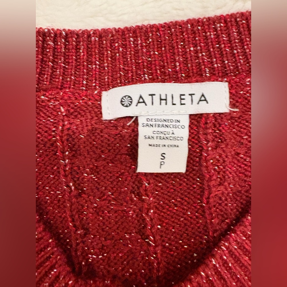 Athleta Crossroads Crew Sweater Red Metallic Size S - Picture 8 of 9